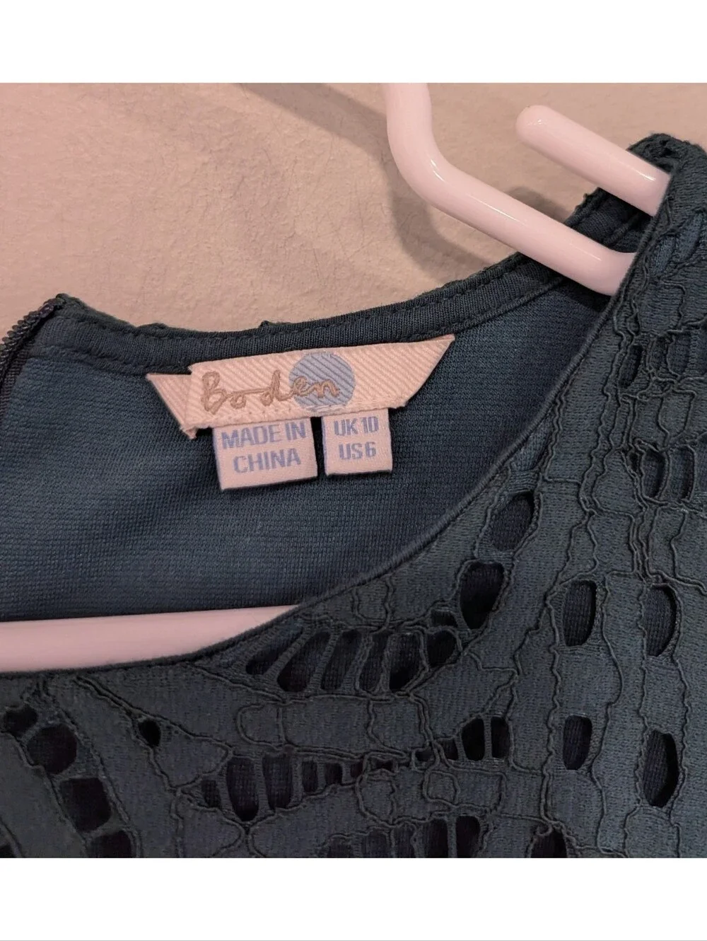 Boden Zeta Long Sleeve Lace Ponte Top Size 6